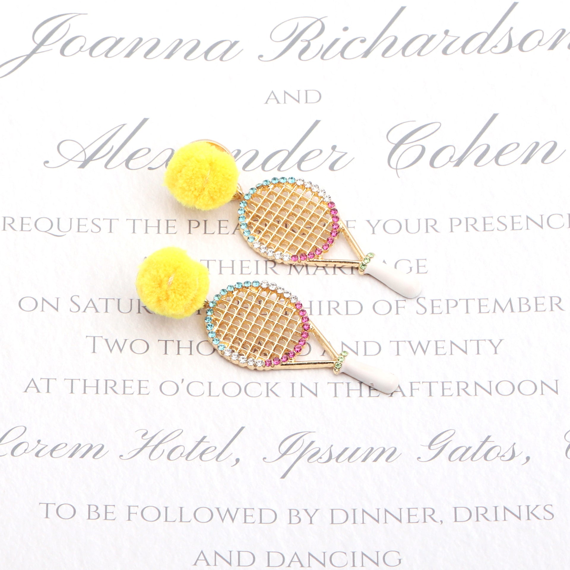 Wholesale Sports Alloy Tennis Racket Diamond Earrings